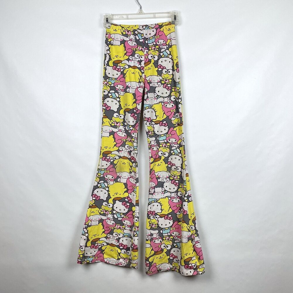 Hello Kitty & Friends Sanrio Characters Flare Yoga Leggings Gray Pants - READ!